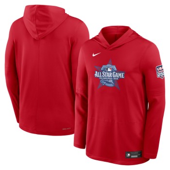Men's 2026 MLB All-Star Game Nike Red Authentic Collection Dri-FIT Long Sleeve Hooded T-Shirt