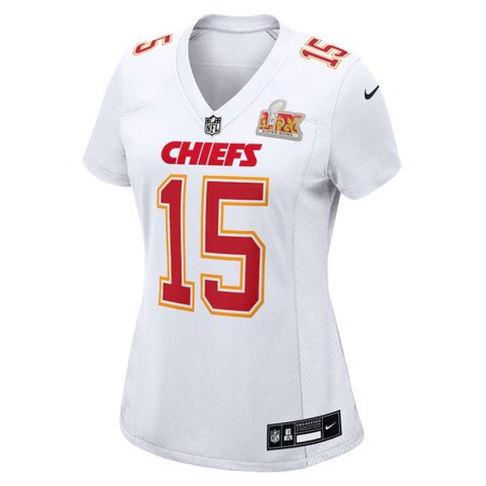Women's Kansas City Chiefs #15 Patrick Mahomes Tundra White Super Bowl LIX Fashion Game Jersey Women's Kansas City Chiefs #15 Patrick Mahomes Tundra White Super Bowl LIX Fashion Game Jersey