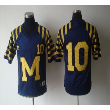Wolverines #10 Tom Brady Blue Under The Lights Stitched NCAA Jersey