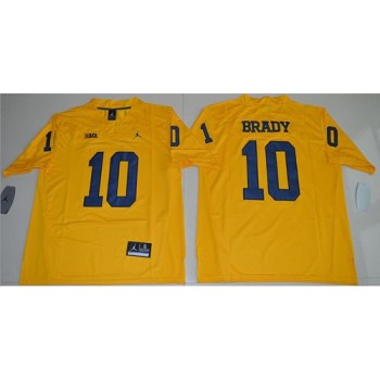 Wolverines #10 Tom Brady Gold  Limited Stitched NCAA Jersey