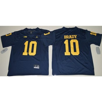 Wolverines #10 Tom Brady Navy Blue  Stitched NCAA Jersey