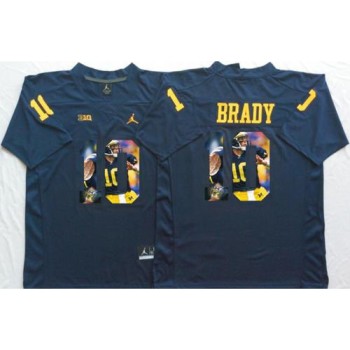 Wolverines #10 Tom Brady Navy Blue Player Fashion Stitched NCAA Jersey