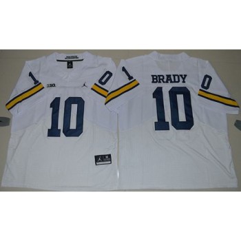 Wolverines #10 Tom Brady White  Elite Stitched NCAA Jersey