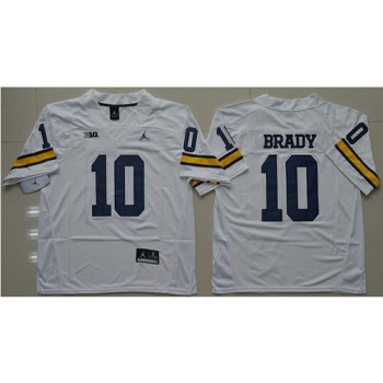 Wolverines #10 Tom Brady White  Stitched NCAA Jersey