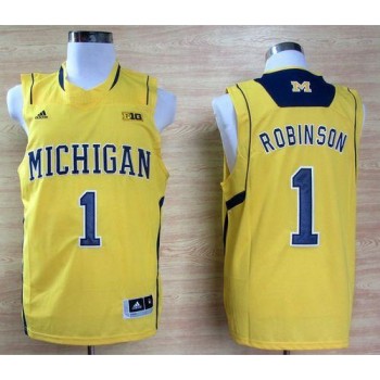 Wolverines #1 Glenn Robinson III Gold Basketball Stitched NCAA Jersey