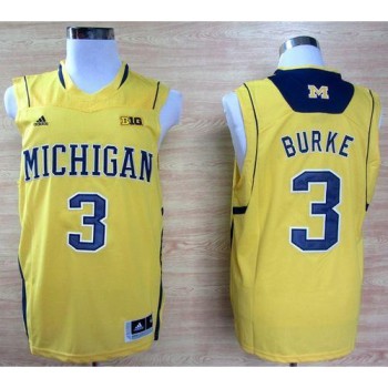 Wolverines #3 Trey Burke Gold Basketball Stitched NCAA Jersey Wolverines #3 Trey Burke Gold Basketball Stitched NCAA Jersey