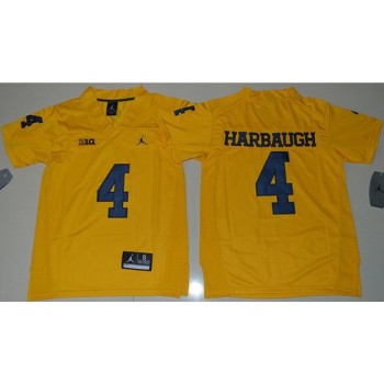 Wolverines #4 Jim Harbaugh Gold Stitched Youth NCAA Jersey Wolverines #4 Jim Harbaugh Gold Stitched Youth NCAA Jersey