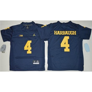 Wolverines #4 Jim Harbaugh Navy Blue Stitched Youth NCAA Jersey Wolverines #4 Jim Harbaugh Navy Blue Stitched Youth NCAA Jersey