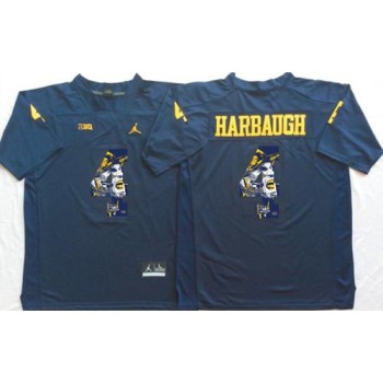 Wolverines #4 Jim Harbaugh Navy Blue Player Fashion Stitched NCAA Jersey Wolverines #4 Jim Harbaugh Navy Blue Player Fashion Stitched NCAA Jersey