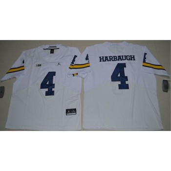 Wolverines #4 Jim Harbaugh White Elite Stitched NCAA Jersey Wolverines #4 Jim Harbaugh White Elite Stitched NCAA Jersey