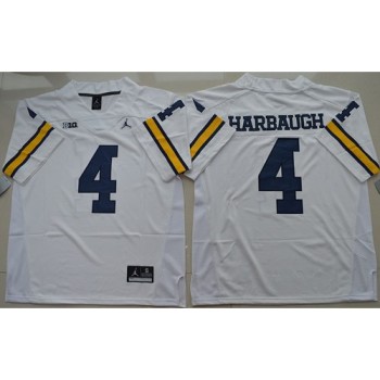 Wolverines #4 Jim Harbaugh White Stitched NCAA Jersey Wolverines #4 Jim Harbaugh White Stitched NCAA Jersey