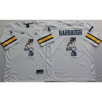 Wolverines #4 Jim Harbaugh White Player Fashion Stitched NCAA Jersey Wolverines #4 Jim Harbaugh White Player Fashion Stitched NCAA Jersey