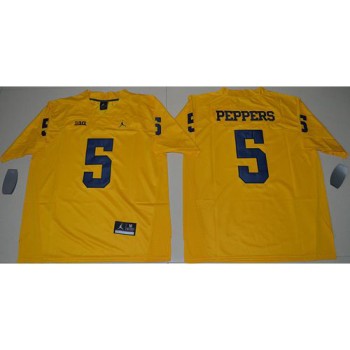 Wolverines #5 Jabrill Peppers Gold Limited Stitched NCAA Jersey Wolverines #5 Jabrill Peppers Gold Limited Stitched NCAA Jersey