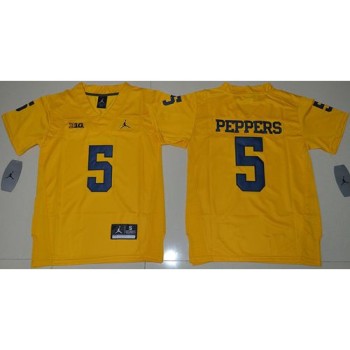 Wolverines #5 Jabrill Peppers Gold  Stitched Youth NCAA Jersey