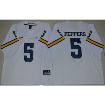Wolverines #5 Jabrill Peppers White  Elite Stitched NCAA Jersey Wolverines #5 Jabrill Peppers White  Elite Stitched NCAA Jersey