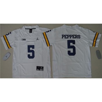 Wolverines #5 Jabrill Peppers White  Stitched Youth NCAA Jersey