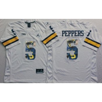 Wolverines #5 Jabrill Peppers White Player Fashion Stitched NCAA Jersey Wolverines #5 Jabrill Peppers White Player Fashion Stitched NCAA Jersey