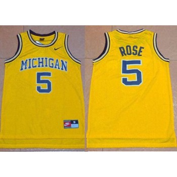 Wolverines #5 Jalen Rose Gold Basketball Stitched NCAA Jersey Wolverines #5 Jalen Rose Gold Basketball Stitched NCAA Jersey