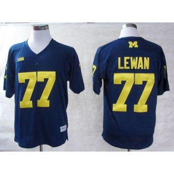 Wolverines #77 Taylor Lewan Blue Big 10 Patch Stitched NCAA Jersey Wolverines #77 Taylor Lewan Blue Big 10 Patch Stitched NCAA Jersey