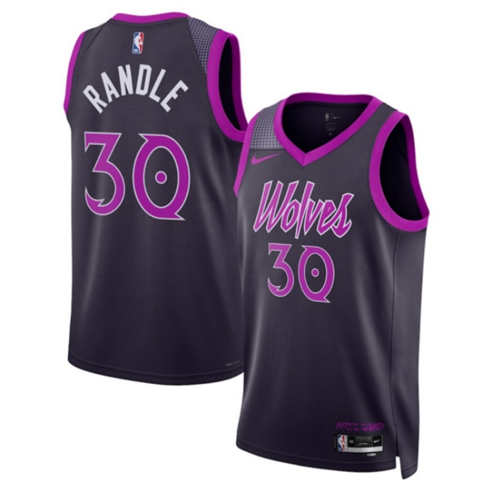 Men's Minnesota Timberwolves #30 Julius Randle Julius Randle Purple 2025/26 City Edition Stitched Jersey