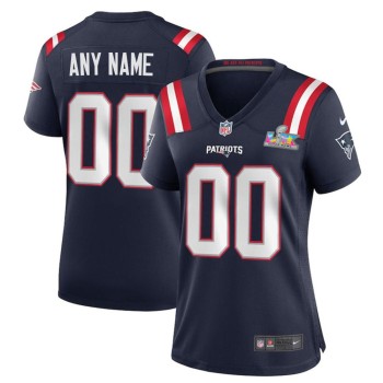 Women's New England Patriots Custom Navy Super Bowl LX Stitched Game Jersey Women's New England Patriots Custom Navy Super Bowl LX Stitched Game Jersey
