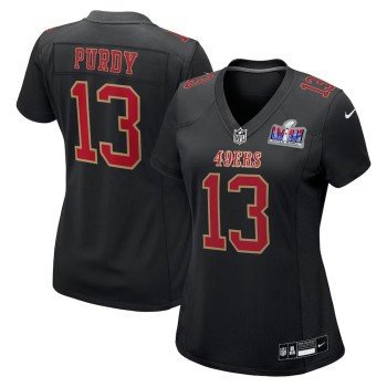 Women's San Francisco 49ers #13 Brock Purdy Black Super Bowl LVIII Carbon Fashion Game Player Jersey Women's San Francisco 49ers #13 Brock Purdy Black Super Bowl LVIII Carbon Fashion Game Player Jersey