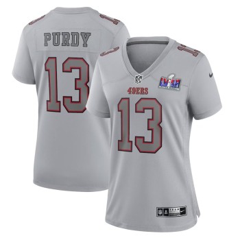 Women's San Francisco 49ers #13 Brock Purdy Gray Super Bowl LVIII Atmosphere Fashion Game Jersey Women's San Francisco 49ers #13 Brock Purdy Gray Super Bowl LVIII Atmosphere Fashion Game Jersey