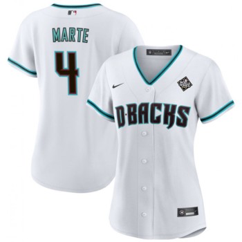 Women's Arizona Diamondbacks #4 Ketel Marte White 2023 World Series Stitched Baseball Jersey(Run Small) Women's Arizona Diamondbacks #4 Ketel Marte White 2023 World Series Stitched Baseball Jersey(Run Small)