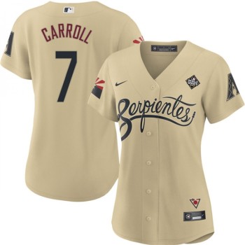 Women's Arizona Diamondbacks #7 Corbin Carroll Cream 2023 World Series City Connect Stitched Baseball Jersey(Run Small)