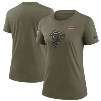 Women's Atlanta Falcons Olive 2021 Salute To Service T-Shirt (Run Small)