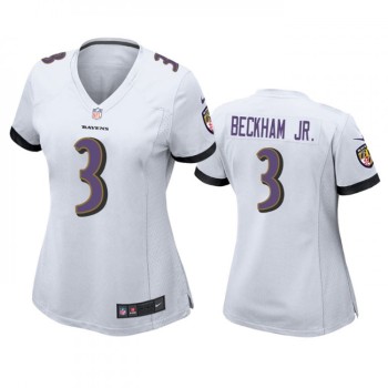 Women's Baltimore Ravens #3 Odell Beckham Jr. White Football Jersey(Run Small) Women's Baltimore Ravens #3 Odell Beckham Jr. White Football Jersey(Run Small)