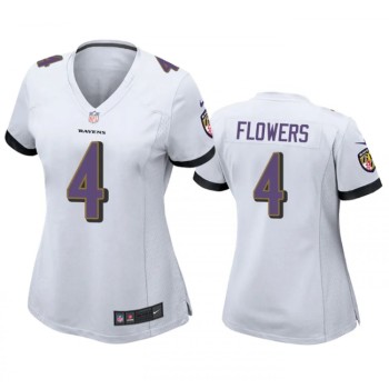 Women's Baltimore Ravens #4 Zay Flowers White Football Jersey(Run Small) Women's Baltimore Ravens #4 Zay Flowers White Football Jersey(Run Small)