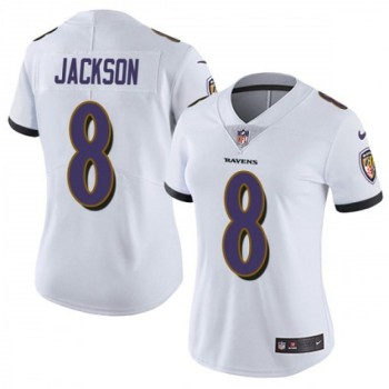 Women's Baltimore Ravens #8 Lamar Jackson White Vapor Untouchable Limited NFL Jersey Women's Baltimore Ravens #8 Lamar Jackson White Vapor Untouchable Limited NFL Jersey