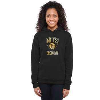 Women's Brooklyn Nets Gold Collection Pullover Hoodie Black Women's Brooklyn Nets Gold Collection Pullover Hoodie Black