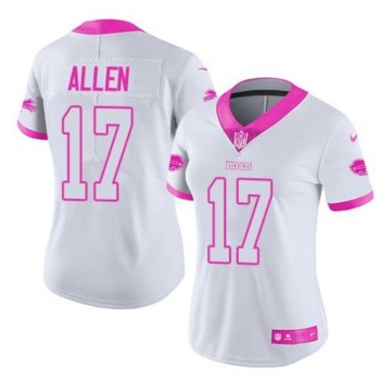 Women's Buffalo Bills #17 Josh Allen White/Pink Vapor Untouchable Limited Stitched NFL Jersey Women's Buffalo Bills #17 Josh Allen White/Pink Vapor Untouchable Limited Stitched NFL Jersey