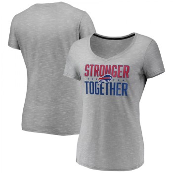 Women's Buffalo Bills Gray Stronger Together Space Dye V-Neck T-Shirt(Run Small) Women's Buffalo Bills Gray Stronger Together Space Dye V-Neck T-Shirt(Run Small)