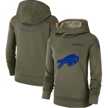 Women's Buffalo Bills Olive Salute to Service Team Logo Performance Pullover NFL Hoodie Women's Buffalo Bills Olive Salute to Service Team Logo Performance Pullover NFL Hoodie