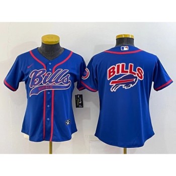 Women's Buffalo Bills Royal Team Big Logo With Patch Cool Base Stitched Baseball Jersey(Run Small) Women's Buffalo Bills Royal Team Big Logo With Patch Cool Base Stitched Baseball Jersey(Run Small)