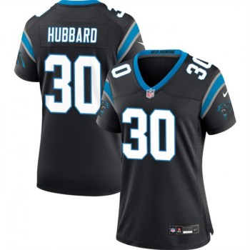 Women's Carolina Panthers #30 Chuba Hubbard Black Stitched Jersey(Run Small) Women's Carolina Panthers #30 Chuba Hubbard Black Stitched Jersey(Run Small)