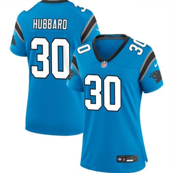 Women's Carolina Panthers #30 Chuba Hubbard Blue Stitched Jersey(Run Small) Women's Carolina Panthers #30 Chuba Hubbard Blue Stitched Jersey(Run Small)
