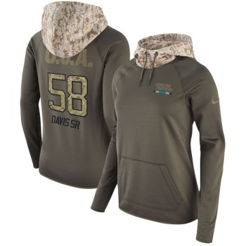Women's Carolina Panthers #58 Thomas Davis Olive Salute to Service Sideline Therma Pullover Hoodie Women's Carolina Panthers #58 Thomas Davis Olive Salute to Service Sideline Therma Pullover Hoodie
