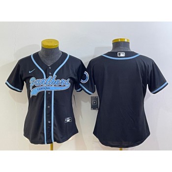 Women's Carolina Panthers Blank Black With Patch Cool Base Stitched Baseball Jersey(Run Small) Women's Carolina Panthers Blank Black With Patch Cool Base Stitched Baseball Jersey(Run Small)