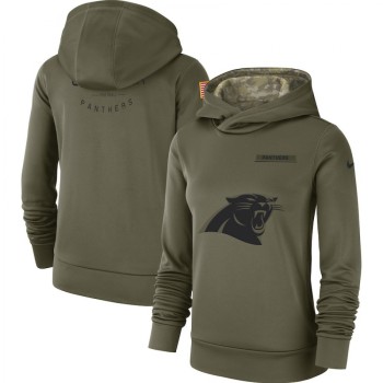 Women's Carolina Panthers Olive Salute to Service Team Logo Performance Pullover NFL Hoodie Women's Carolina Panthers Olive Salute to Service Team Logo Performance Pullover NFL Hoodie