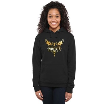 Women's Charlotte Hornets Gold Collection Pullover Hoodie Black Women's Charlotte Hornets Gold Collection Pullover Hoodie Black