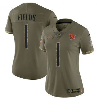 Women's Chicago Bears #1 Justin Fields 2022 Olive Salute To Service Limited Stitched Jersey(Run Small) Women's Chicago Bears #1 Justin Fields 2022 Olive Salute To Service Limited Stitched Jersey(Run Small)