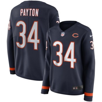 Women's Chicago Bears #34 Walter Payton Navy Therma Long Sleeve Stitched NFL Jersey Women's Chicago Bears #34 Walter Payton Navy Therma Long Sleeve Stitched NFL Jersey