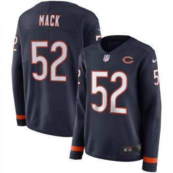 Women's Chicago Bears #52 Khalil Mack Navy Therma Long Sleeve Stitched NFL Jersey Women's Chicago Bears #52 Khalil Mack Navy Therma Long Sleeve Stitched NFL Jersey