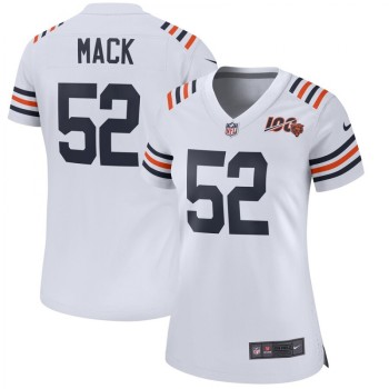 Women's Chicago Bears #52 Khalil Mack White 2019 100th Season Limited Stitched NFL Jersey Women's Chicago Bears #52 Khalil Mack White 2019 100th Season Limited Stitched NFL Jersey