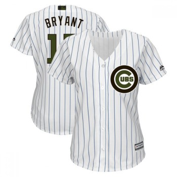 Women's Chicago Cubs #17 Kris Bryant White 2018 Memorial Day Cool Base Stitched MLB Jersey Women's Chicago Cubs #17 Kris Bryant White 2018 Memorial Day Cool Base Stitched MLB Jersey