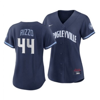 Women's Chicago Cubs #44 Anthony Rizzo 2021 Navy City Connect Stitched Jersey Women's Chicago Cubs #44 Anthony Rizzo 2021 Navy City Connect Stitched Jersey
